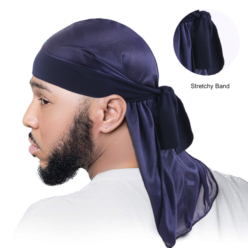 Bandana Doo Rag - Мужские шелковистые банданы Durags, тюрбан, эластичные