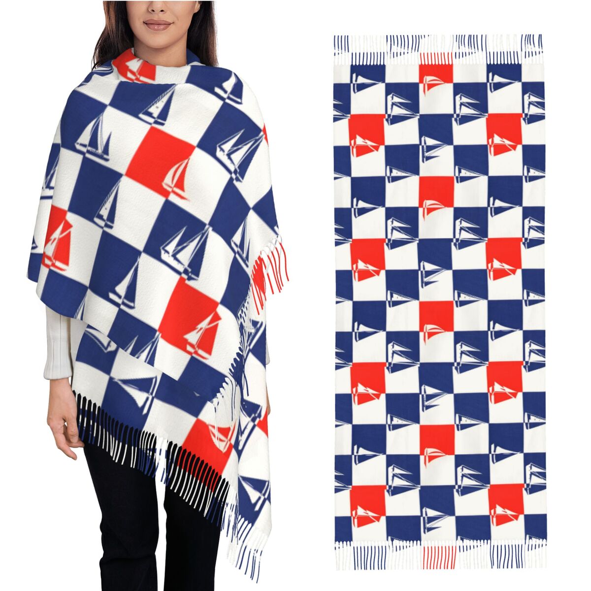 Pashmina Wrap Large - Парусный корабль океанский шарф осень-зима шаль