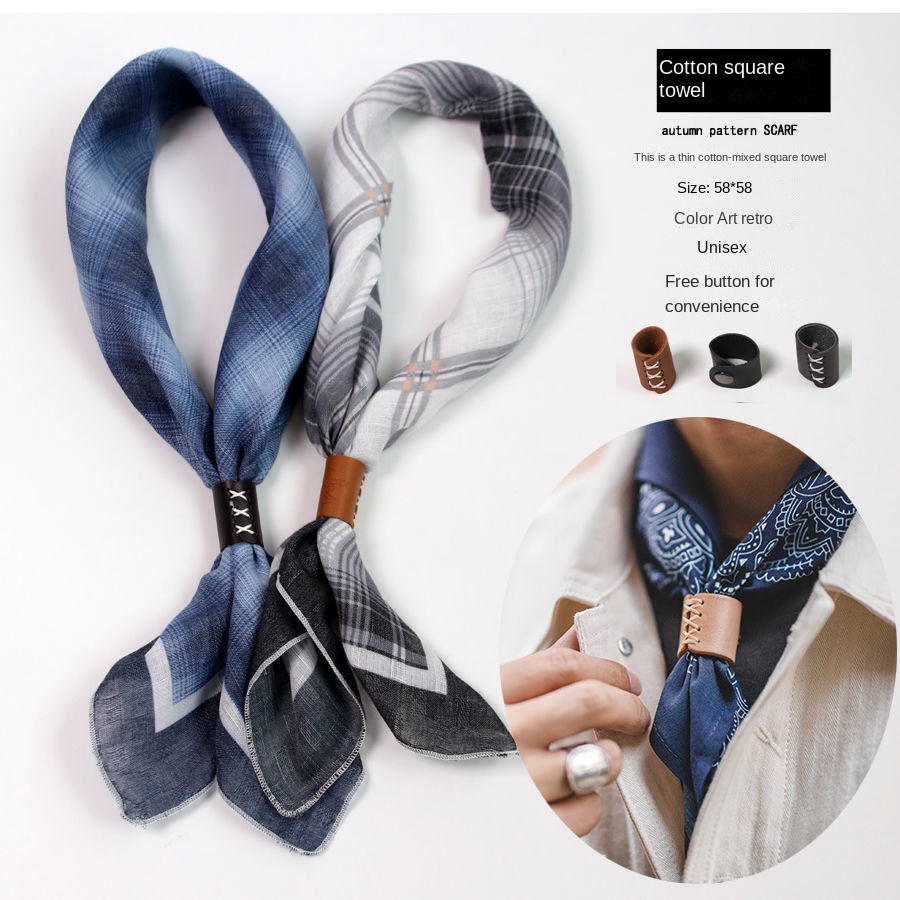 Bandana Cotton - Мужской квадратный шарф с пуговицами, хлопковый